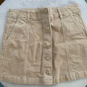 Forvever 21 cream/tan corduroy button down skirt